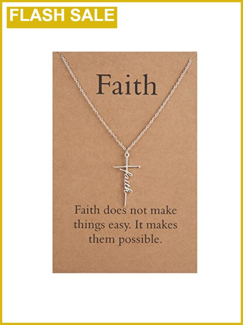 Faith Cross Pendant Necklace Stainless Steel Religious Gift for Women
